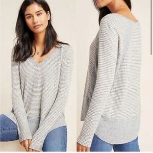 Anthropologie x Eri + Ali | Dorotea Hacci Gray Textured Knit Top Size Small‎
